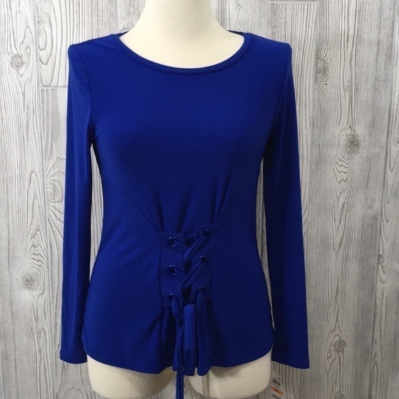 INTERNATIONAL Concepts Blue Tie In Front Top size Small - Picture 1 of 9